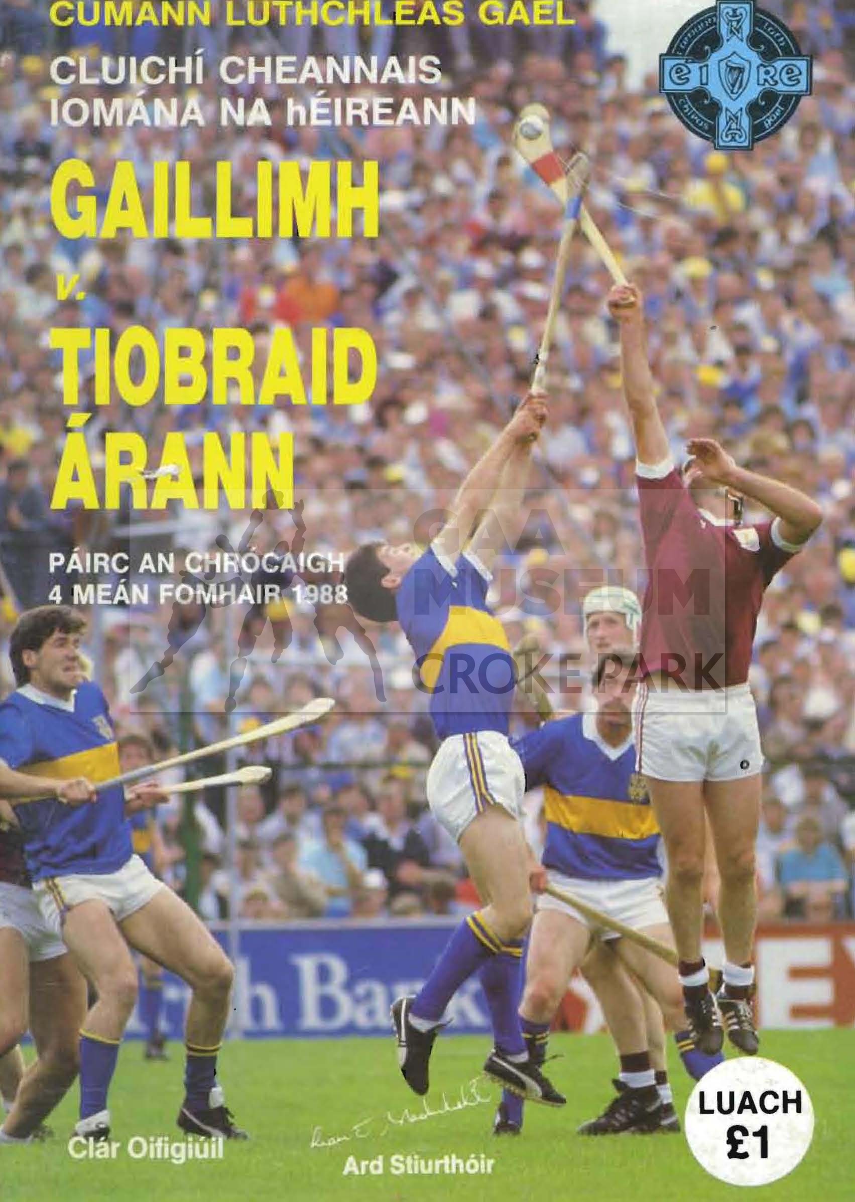 Match programme cover for the 1988 AllIreland Hurling Final Croke Park