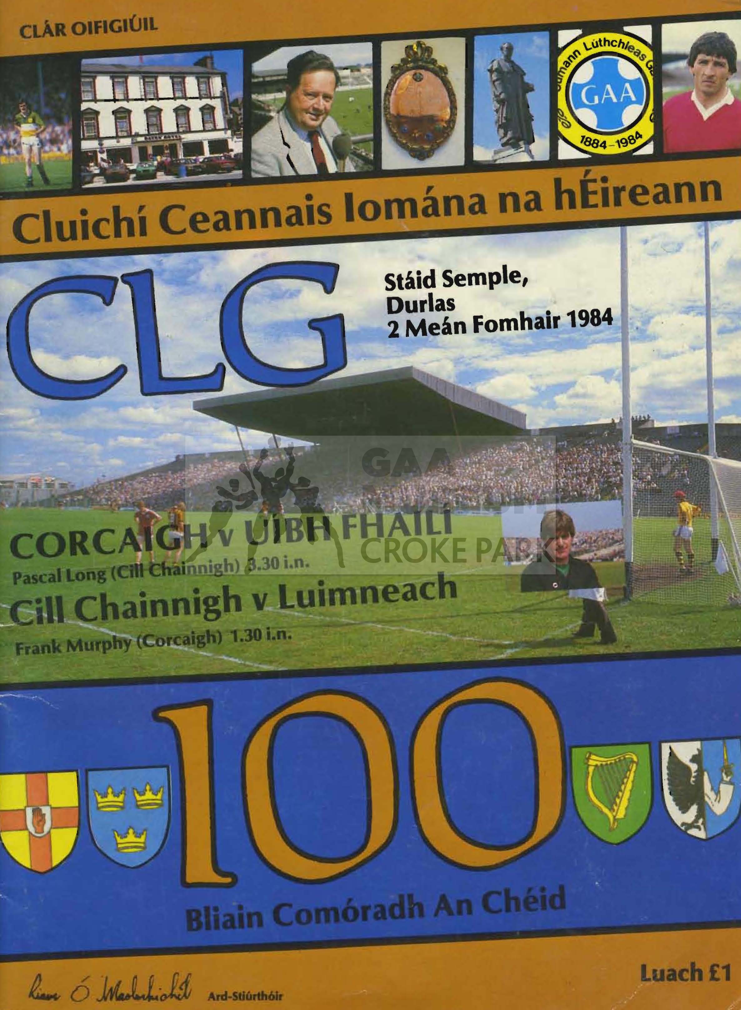 Match programme cover for the 1984 AllIreland Hurling Final Croke Park